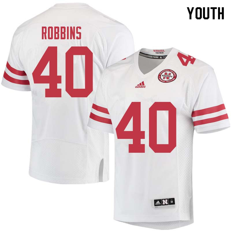 Youth #40 Brandon Robbins Nebraska Cornhuskers College Football Jerseys Sale-White